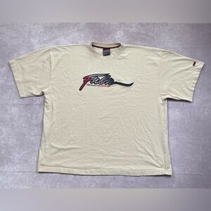 FUBU T-Shirt Men's Size 3XL Beige Tan Embroidered Logo Y2K Retro Hip Hop Rap Tee